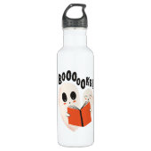 Funny Bookworm Ghost Halloween Costume Booooks Waterfles (Voorkant)