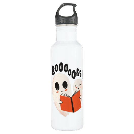 Funny Bookworm Ghost Halloween Costume Booooks Waterfles (Voorkant)