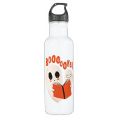 Funny Bookworm Ghost Halloween Costume Booooks Waterfles (Voorkant)