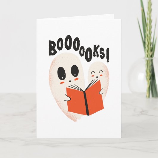 Funny Bookworm Ghost Halloween Costume Boooooks Kaart (Voorkant)