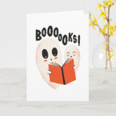 Funny Bookworm Ghost Halloween Costume Boooooks Kaart (Gele Bloem)