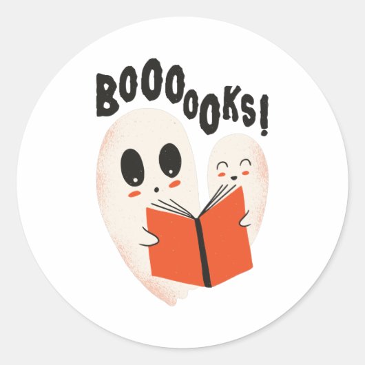 Funny Bookworm Ghost Halloween Costume Boooooks Ronde Sticker (Voorkant)