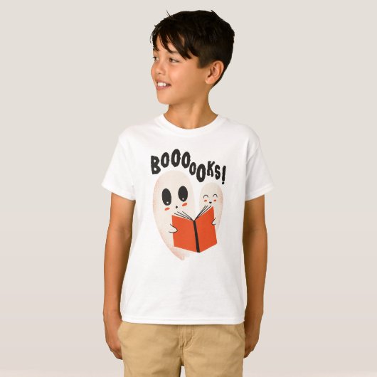 Funny Bookworm Ghost Halloween Costume Boooooks T-shirt (Voorkant volledig)
