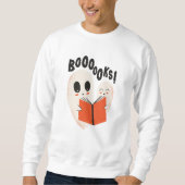 Funny Bookworm Ghost Halloween Costume Boooooks Trui (Voorkant)