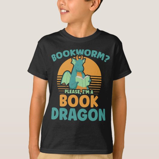 Funny Bookworm Kinder Dragon Lover Book Reader Fun T-shirt (Voorkant)