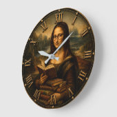 Funny Bookworm Mona Lisa Reading Lover Renaissance Grote Klok (Hoek)