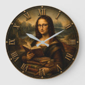Funny Bookworm Mona Lisa Reading Lover Renaissance Grote Klok (Voorkant)