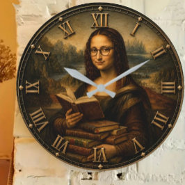 Funny Bookworm Mona Lisa Reading Lover Renaissance Grote Klok