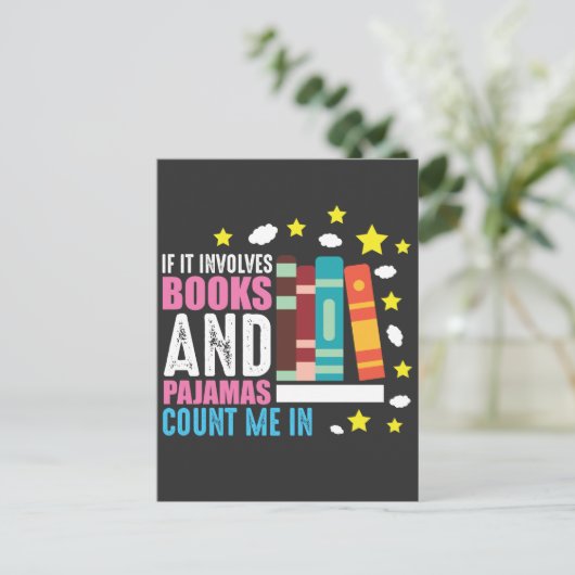 Funny Bookworm Pajama en Book Lover Briefkaart (Staand voorkant)