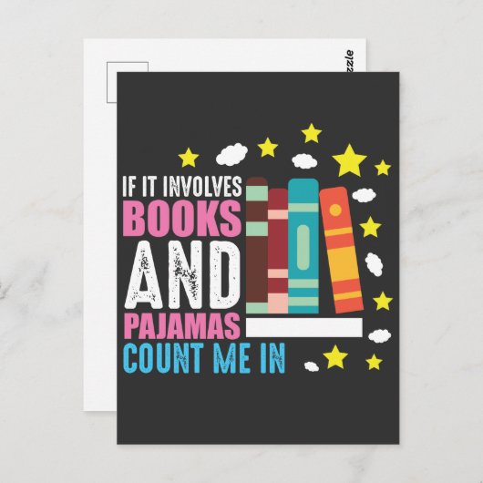 Funny Bookworm Pajama en Book Lover Briefkaart (Voorkant / Achterkant)