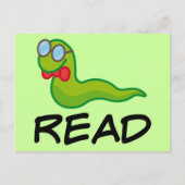 Funny Bookworm READ Gift Briefkaart (Voorkant)