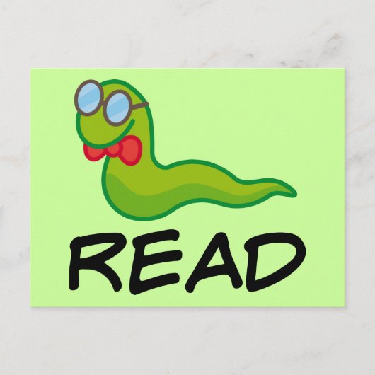 Funny Bookworm READ Gift Briefkaart (Voorkant)