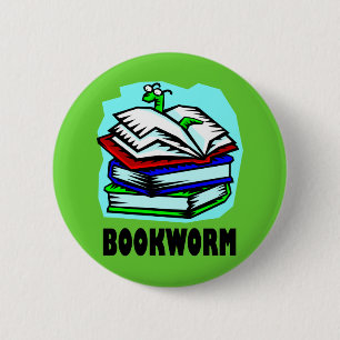 Funny Bookworm Reading Gift T-shirt Ronde Button 5,7 Cm
