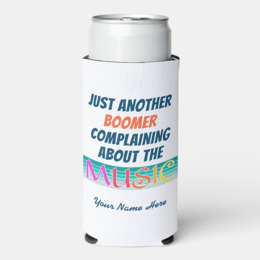 Funny Boomer Muziek Slim Koelbox Seltzer Blikjeskoeler (Seltzer Voorkant)