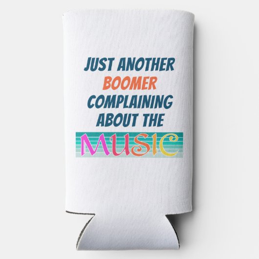 Funny Boomer Muziek Slim Koelbox Seltzer Blikjeskoeler (Achterkant)