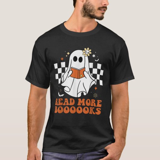 Funny Booooks Ghost Read More Books Cute Teacher H T-shirt (Voorkant)