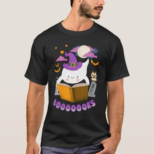 Funny Booooooks Boo Read Book Halloween Costume T-shirt (Voorkant)