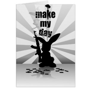 Funny boos gewapend konijn