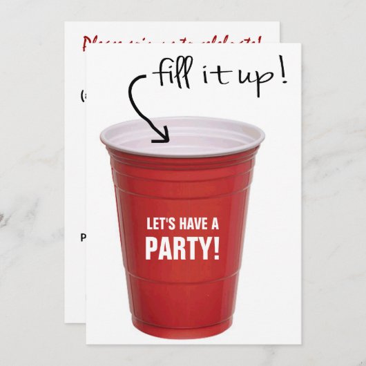 Funny Booze Cup Laten we een feest hebben Kaart (Voorkant / Achterkant)
