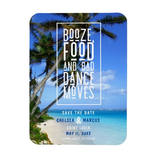 Funny Booze Food Bad Dance beweegt strand op D Magneet (Verticaal)