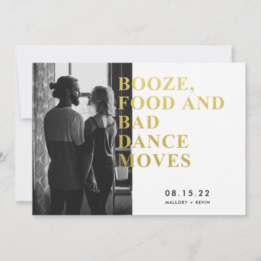 Funny Booze Food Bad Dance Moves Save the Date (Voorkant)