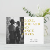 Funny Booze Food Bad Dance Moves Save the Date (Staand voorkant)