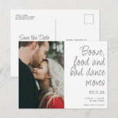 Funny Booze Food Bad Dance Moves Save the Date Aankondigingskaart (Voorkant / Achterkant)