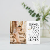Funny Booze Food Bad Dance Moves Save the Date Briefkaart (Staand voorkant)