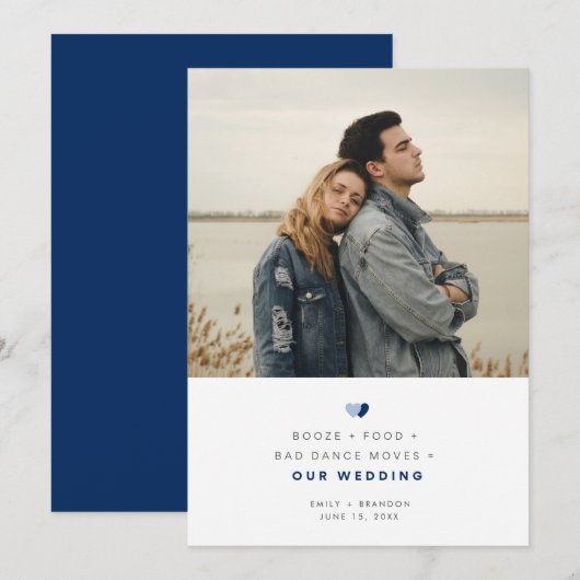 Funny Booze Food Bad Dance Moves Weduwfoto Save The Date (Voorkant / Achterkant)