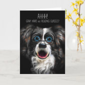 Funny Border Collie Birthday Gray Hair and Glasses Kaart (Gele Bloem)