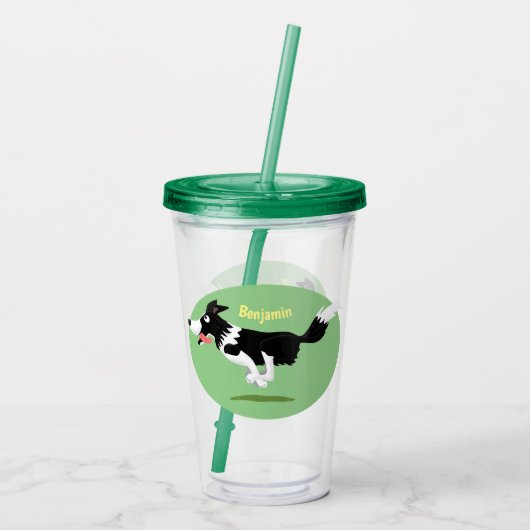 Funny Border Collie cartoon Acryl Drinkbeker (Achterkant)