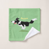 Funny Border Collie cartoon Bad Handdoek (Wasdoekje)