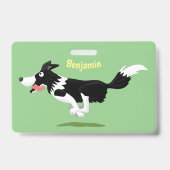 Funny Border Collie cartoon Badge (Achterkant)