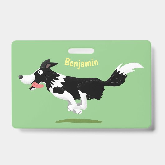 Funny Border Collie cartoon Badge (Voorzijde)