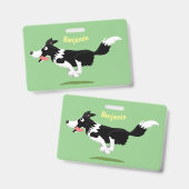 Funny Border Collie cartoon Badge (Voor- en achterkant)