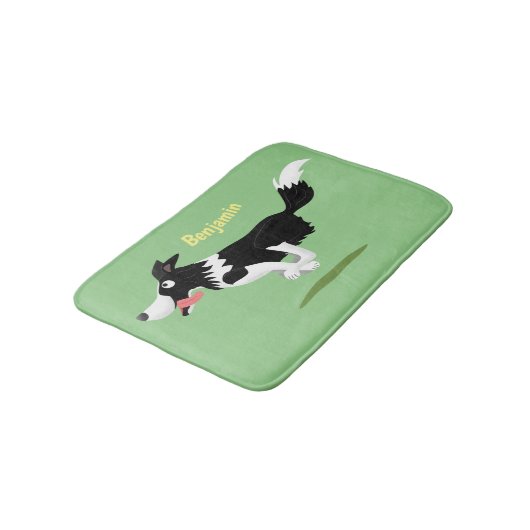 Funny Border Collie cartoon Badmat (Gekanteld)