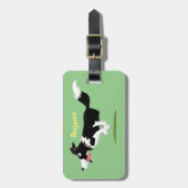 Funny Border Collie cartoon Bagagelabel (Voorkant verticaal)