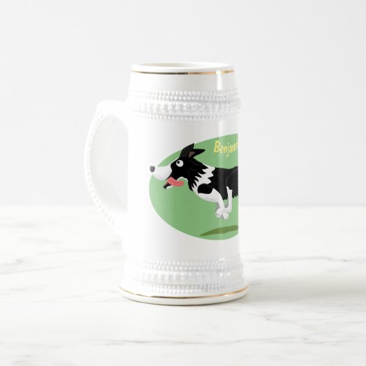 Funny Border Collie cartoon Bierpul (Voorkant links)