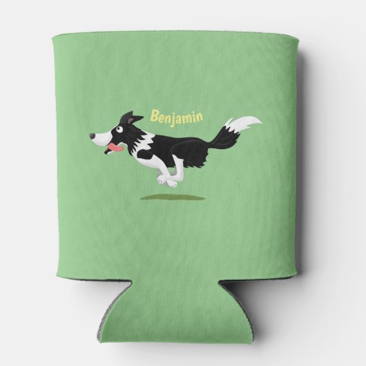 Funny Border Collie cartoon Blikjeskoeler (Achterkant)