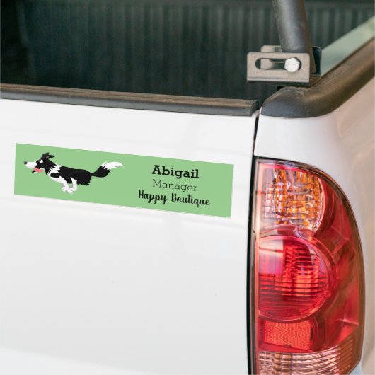 Funny Border Collie cartoon Bumpersticker (Op Truck)