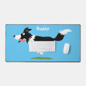 Funny Border Collie cartoon Bureaumat (Keyboard & Muis)