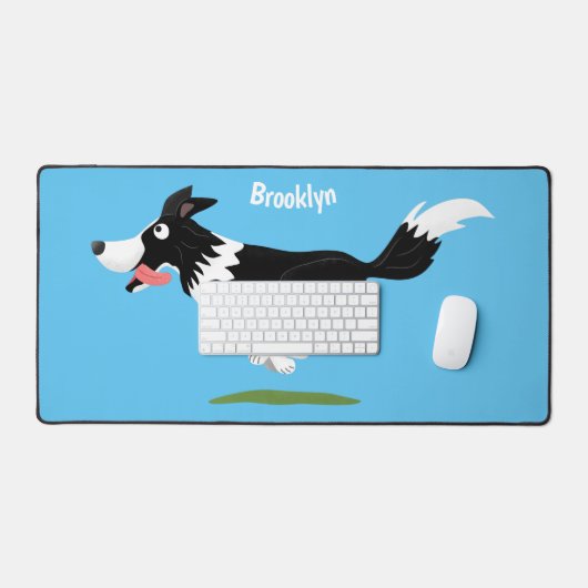 Funny Border Collie cartoon Bureaumat (Keyboard & Muis)