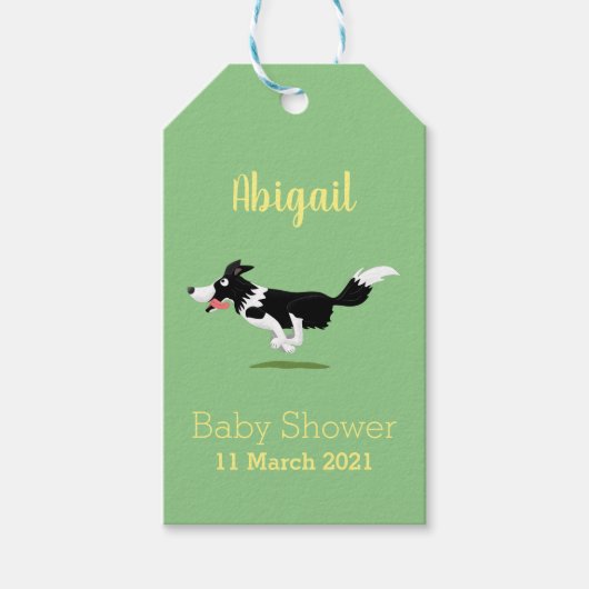 Funny Border Collie cartoon Cadeaulabel (Voorkant)