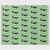 Funny Border Collie cartoon Cadeaupapier (Vlak)
