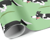 Funny Border Collie cartoon Cadeaupapier (Rol Hoek)