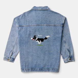 Funny Border Collie cartoon Denim Jacket