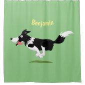 Funny Border Collie cartoon Douchegordijn (Voorkant)