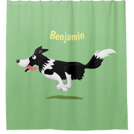 Funny Border Collie cartoon Douchegordijn (Voorkant)