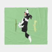 Funny Border Collie cartoon Fleece Deken (Voorkant (Horizontaal))