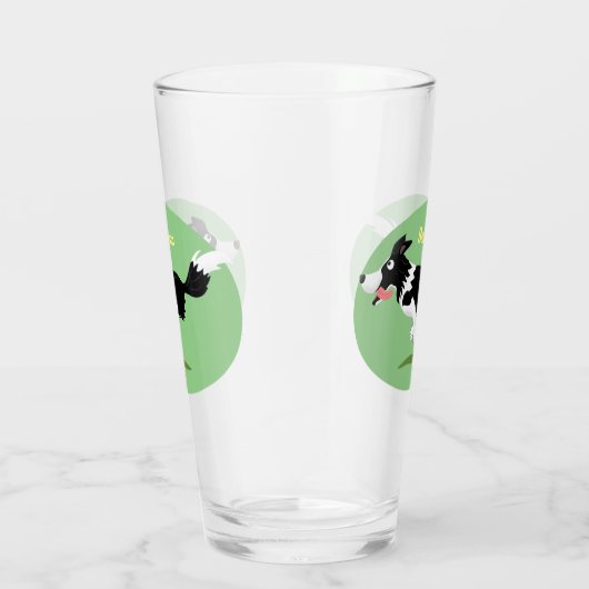 Funny Border Collie cartoon Glas (Rechts)